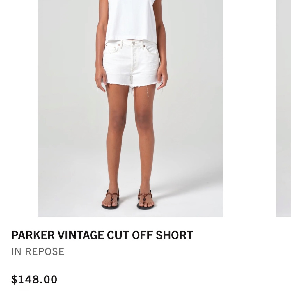 Agolde White Parker Vintage Cut Off Shorts